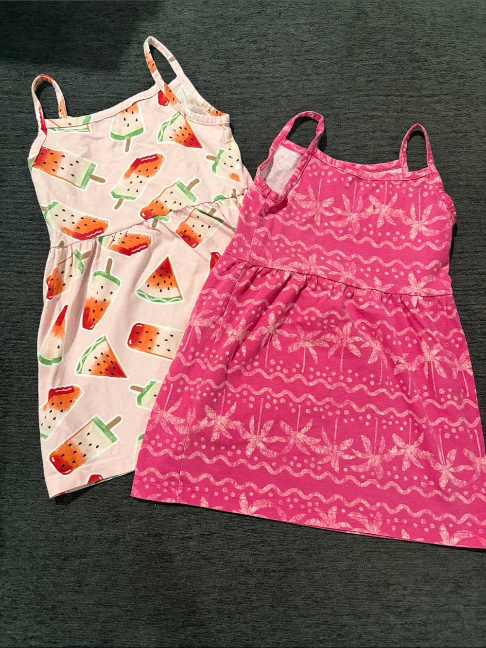 Carter's Pink & White Tropical Print and Watermelon print Tank Dresses